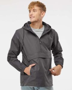 Independent Trading Co. EXP94NAW Men’s Nylon Anorak – Graphite (on model)