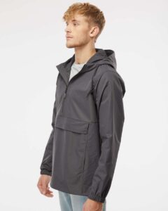 Independent Trading Co. EXP94NAW Men’s Nylon Anorak – Graphite (on model side)