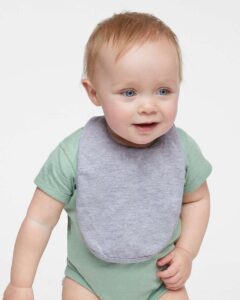 Rabbit Skins 1005 Infant Premium Jersey Bib – Heather (on model)