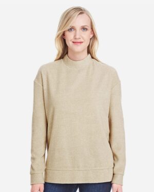 J. America 8428 Women’s Weekend Terry Mock Neck Pullover