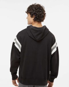 J. America 8847 Men’s Vintage Athletic Hooded Sweatshirt – Black (on model back)