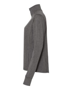 J. America 8433 Women’s Omega Stretch Quarter-Zip Pullover – Charcoal Triblend (side)