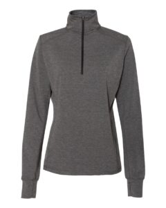 J. America 8433 Women’s Omega Stretch Quarter-Zip Pullover – Charcoal Triblend