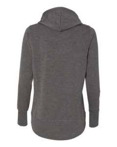 J. America 8431 Women’s Omega Stretch Snap-Placket Hooded Sweatshirt – Charcoal Triblend (back)