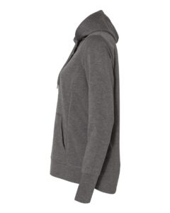 J. America 8431 Women’s Omega Stretch Snap-Placket Hooded Sweatshirt – Charcoal Triblend (side)
