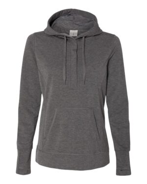 J. America 8431 Women’s Omega Stretch Snap-Placket Hooded Sweatshirt – Charcoal Triblend