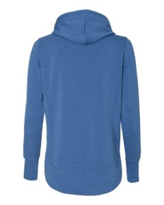 J. America 8431 Women’s Omega Stretch Snap-Placket Hooded Sweatshirt – Royal Triblend (back)