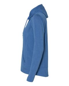 J. America 8431 Women’s Omega Stretch Snap-Placket Hooded Sweatshirt – Royal Triblend (side)