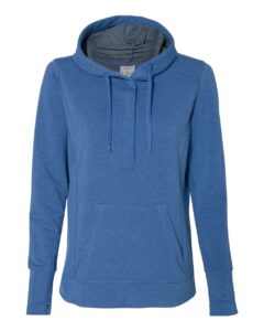 J. America 8431 Women’s Omega Stretch Snap-Placket Hooded Sweatshirt – Royal Triblend