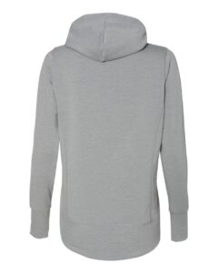 J. America 8431 Women’s Omega Stretch Snap-Placket Hooded Sweatshirt – Silver Grey Triblend (back)