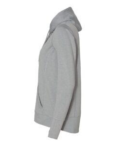 J. America 8431 Women’s Omega Stretch Snap-Placket Hooded Sweatshirt – Silver Grey Triblend (side)