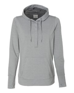 J. America 8431 Women’s Omega Stretch Snap-Placket Hooded Sweatshirt – Silver Grey Triblend