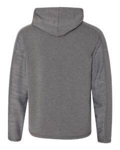 J. America 8435 Men’s Omega Stretch Hooded Sweatshirt – Charcoal Triblend (back)