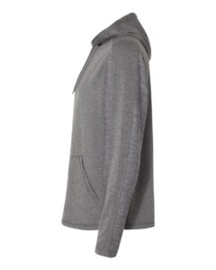 J. America 8435 Men’s Omega Stretch Hooded Sweatshirt – Charcoal Triblend (side)