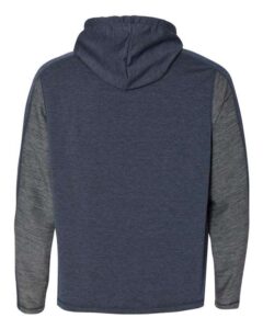 J. America 8435 Men’s Omega Stretch Hooded Sweatshirt – Navy Triblend (back)