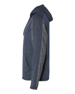 J. America 8435 Men’s Omega Stretch Hooded Sweatshirt – Navy Triblend (side)