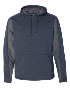 J. America 8435 Men’s Omega Stretch Hooded Sweatshirt – Navy Triblend