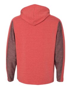 J. America 8435 Men’s Omega Stretch Hooded Sweatshirt – Red Triblend (back)