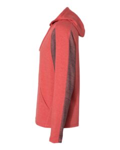 J. America 8435 Men’s Omega Stretch Hooded Sweatshirt – Red Triblend (side)