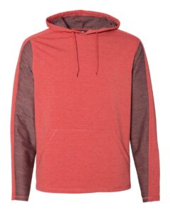 J. America 8435 Men’s Omega Stretch Hooded Sweatshirt – Red Triblend
