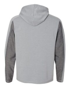 J. America 8435 Men’s Omega Stretch Hooded Sweatshirt – Silver Grey Triblend (back)