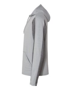 J. America 8435 Men’s Omega Stretch Hooded Sweatshirt – Silver Grey Triblend (side)