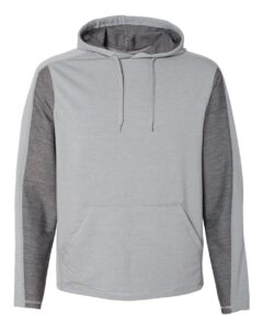 J. America 8435 Men’s Omega Stretch Hooded Sweatshirt – Silver Grey Triblend