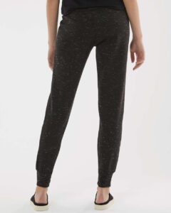 J. America 8675 Women’s Mélange Fleece Joggers – Black (on model back)