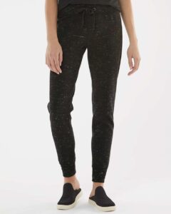 J. America 8675 Women’s Mélange Fleece Joggers – Black (on model)