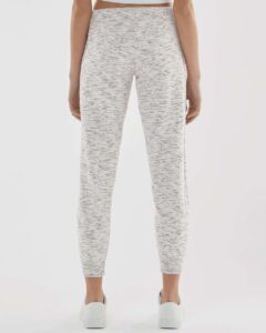J. America 8675 Women’s Mélange Fleece Joggers – White (on model back)