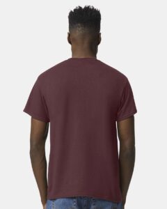 Gildan 8000 Unisex DryBlend® T-Shirt – Dark Maroon (on model back)