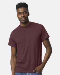 Gildan 8000 Unisex DryBlend® T-Shirt – Dark Maroon (on model)