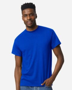 Gildan 8000 Unisex DryBlend® T-Shirt – Deep Royal (on model)