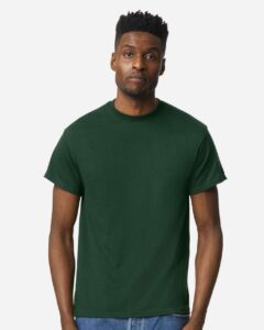 Gildan 8000 Unisex DryBlend® T-Shirt – Dark Green (on model)