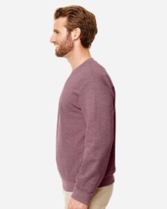 Gildan 18000 Unisex Heavy Blend™ Crewneck Sweatshirt – Heather Dark Maroon (on model side)