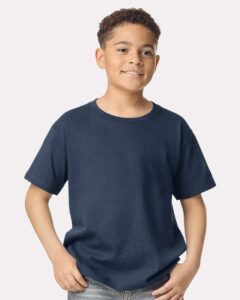 Gildan 5000B Youth Heavy Cotton™ T-Shirt – Blue Dusk (on model)