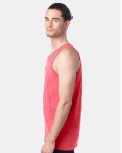 ComfortWash by Hanes GDH300 Unisex Garment-Dyed Unisex Tank Top – Coral Craze (on model side)