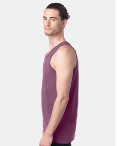 ComfortWash by Hanes GDH300 Unisex Garment-Dyed Unisex Tank Top – Purple Plum Raisin (on model side)