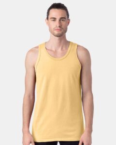 ComfortWash by Hanes GDH300 Unisex Garment-Dyed Unisex Tank Top – Summer Squash Yellow (on model)