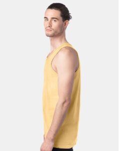 ComfortWash by Hanes GDH300 Unisex Garment-Dyed Unisex Tank Top – Summer Squash Yellow (on model side)
