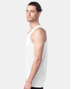 ComfortWash by Hanes GDH300 Unisex Garment-Dyed Unisex Tank Top – White (on model side)