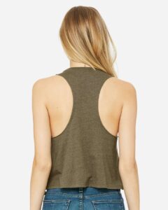 BELLA + CANVAS 6682 Women’s Racerback Crop Tank – Heather Olive (on model back)