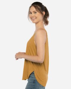 Next Level 5033 Women’s Festival Tank – Antique Gold (on model side)