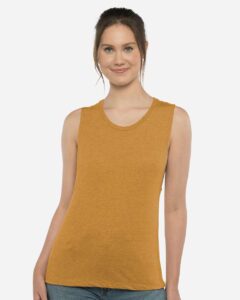 Next Level 5013 Women’s Festival Muscle Tank – Antique Gold (on model)