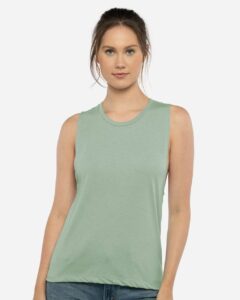 Next Level 5013 Women’s Festival Muscle Tank – Stonewash Green (on model)