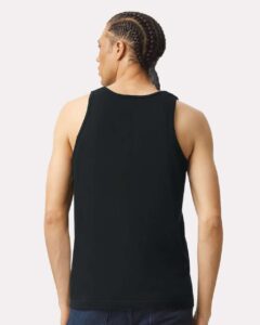 American Apparel 2408 Unisex Fine Jersey Tank – Black (on model back)
