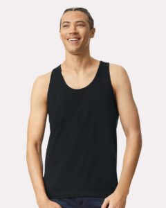 American Apparel 2408 Unisex Fine Jersey Tank – Black (on model)