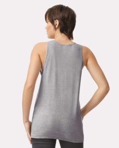 American Apparel 2408 Unisex Fine Jersey Tank – Heather Grey (on model back)