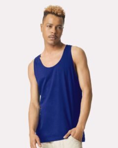 American Apparel 2408 Unisex Fine Jersey Tank – Lapis (on model)