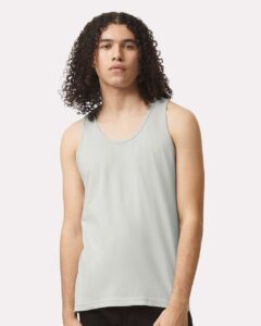 American Apparel 2408 Unisex Fine Jersey Tank – New Silver (on model)